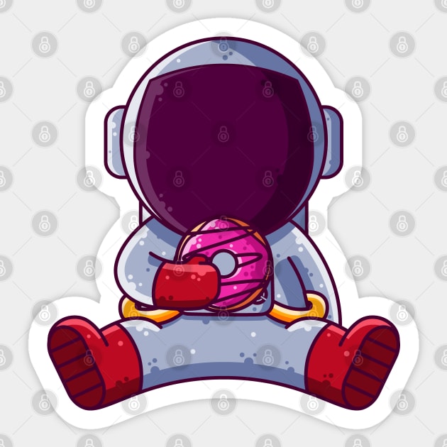 Cute Astronaut Eating Donut Cartoon Sticker by Ardhsells